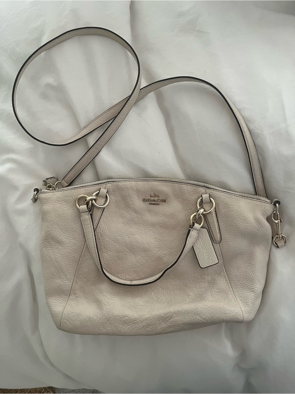 Coach Pebbled Leather Shoulder Bag in Cream